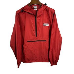 WALT DISNEY WORLD Rain Jacket Windbreaker Hooded‎ Red Packable Pullover XL